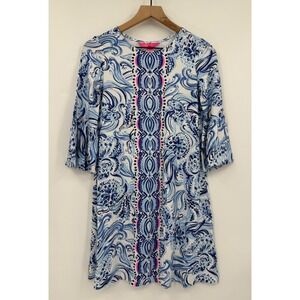 Lilly Pulitzer Dress Womens XS Blue Pink Ophelia Jellyfish Beach Colorful NEW